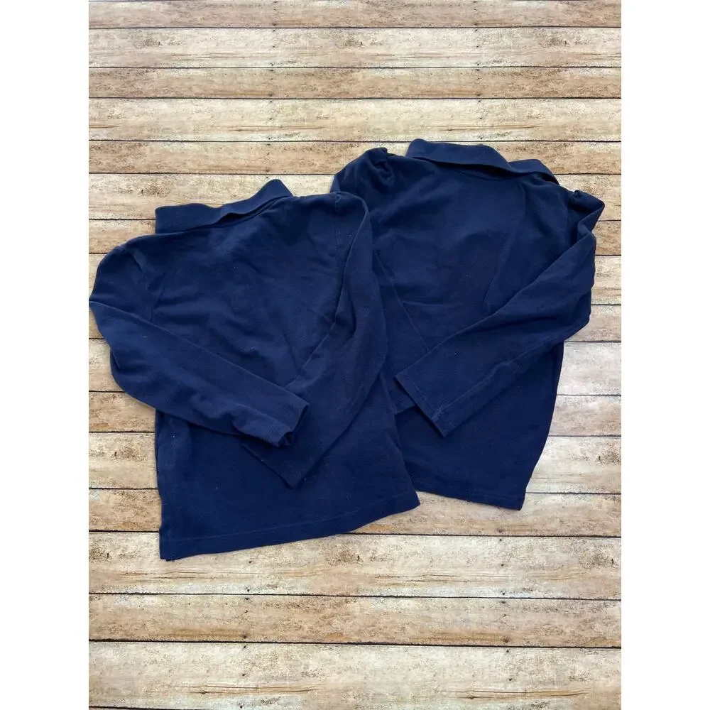 Children's Place Long Sleeve Navy Uniform Ruffle Polo Shirts 4T